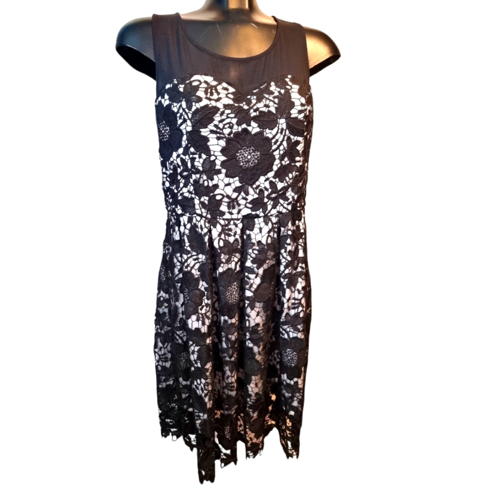 Black Collection Floral Crochet Lace Sweetheart Dress